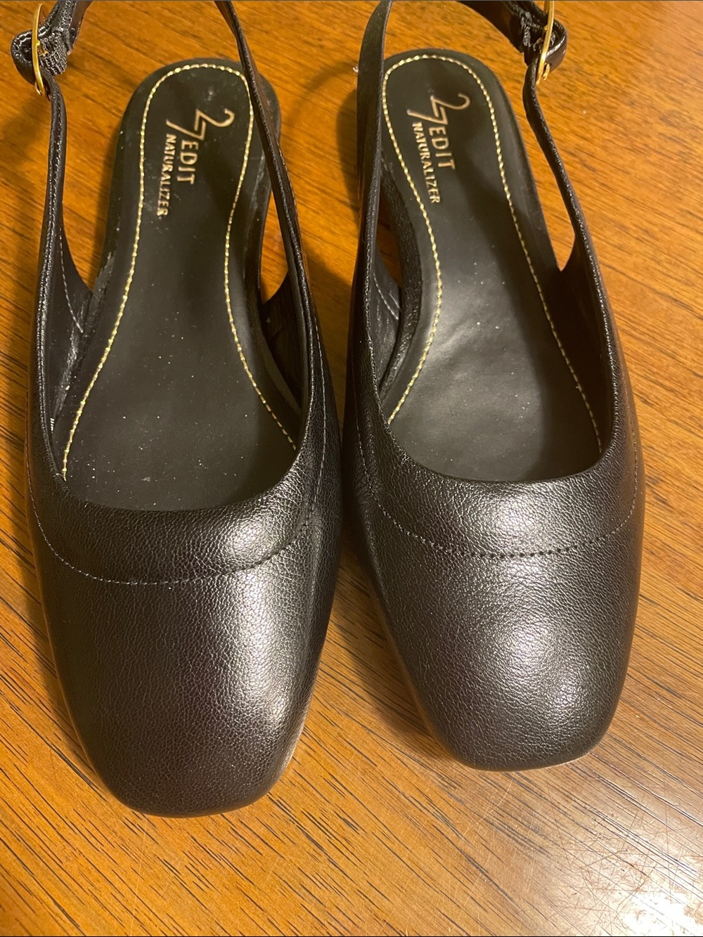 Naturalizer Black Leather Slingback Flats